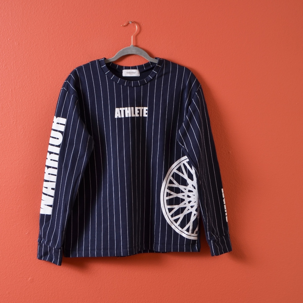 Soulcycle Pinstripe Printed Warrior Sweatshirt XL